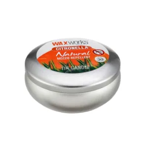 WAXWORKS LARGE CITRONELLA TIN CANDLE 30 HOUR