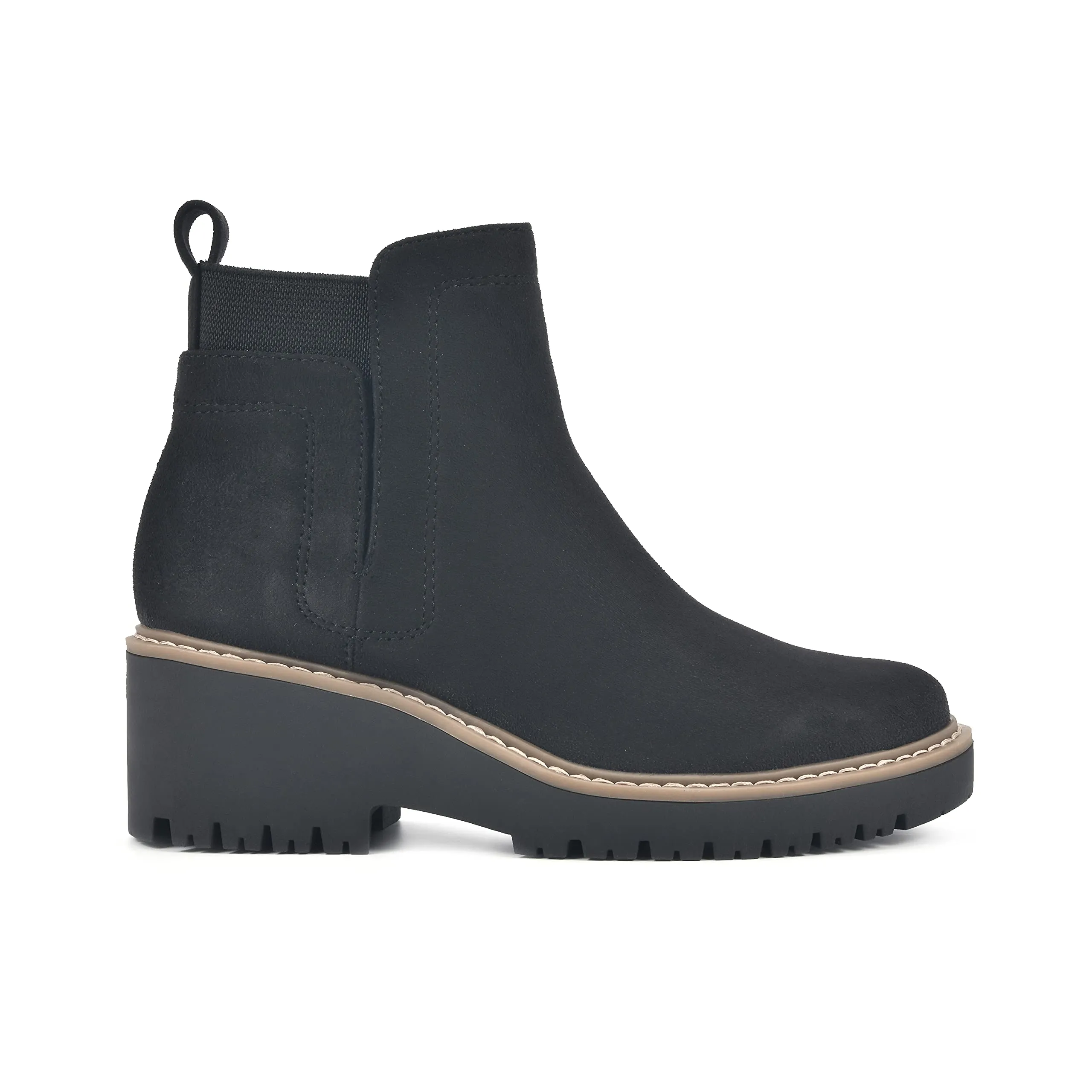 WHITE MOUNTAIN Shoes Dear Women's Chelsea Platform Wedge Boot, Black/Fabric, 6 M