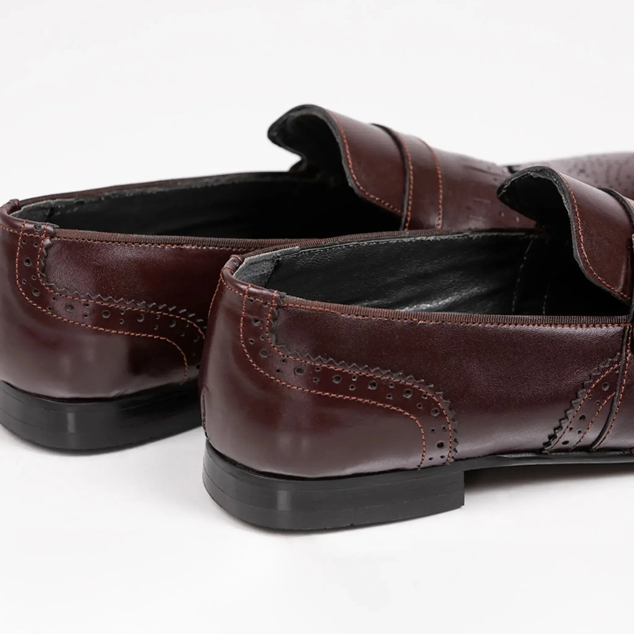 Wingtip Monk Strap Loafers Burgundy