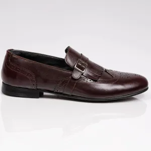 Wingtip Monk Strap Loafers Burgundy