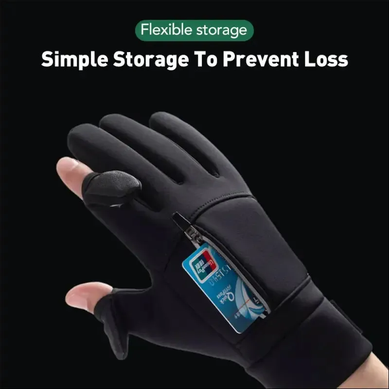 Winter fishing gloves - 2 finger flip, waterproof, windproof - men & women, warm protection fish