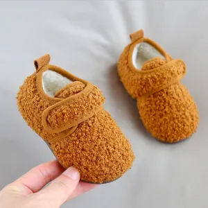 Winter Fleece-lined Children Slippers Baby Cotton Slippers Packing Root Female Child Infant Indoor Fur Men's Non-Slip