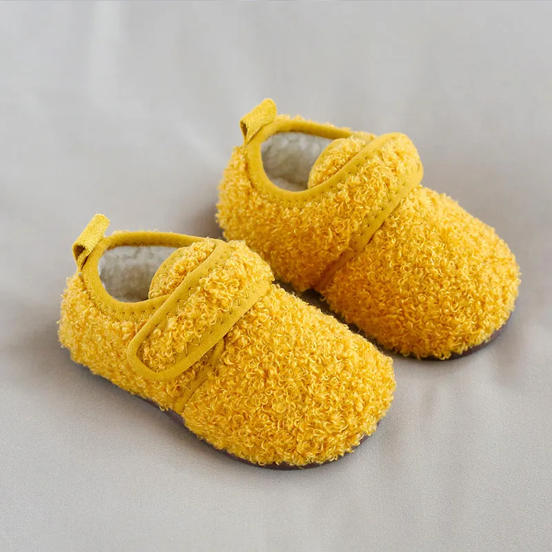 Winter Fleece-lined Children Slippers Baby Cotton Slippers Packing Root Female Child Infant Indoor Fur Men's Non-Slip