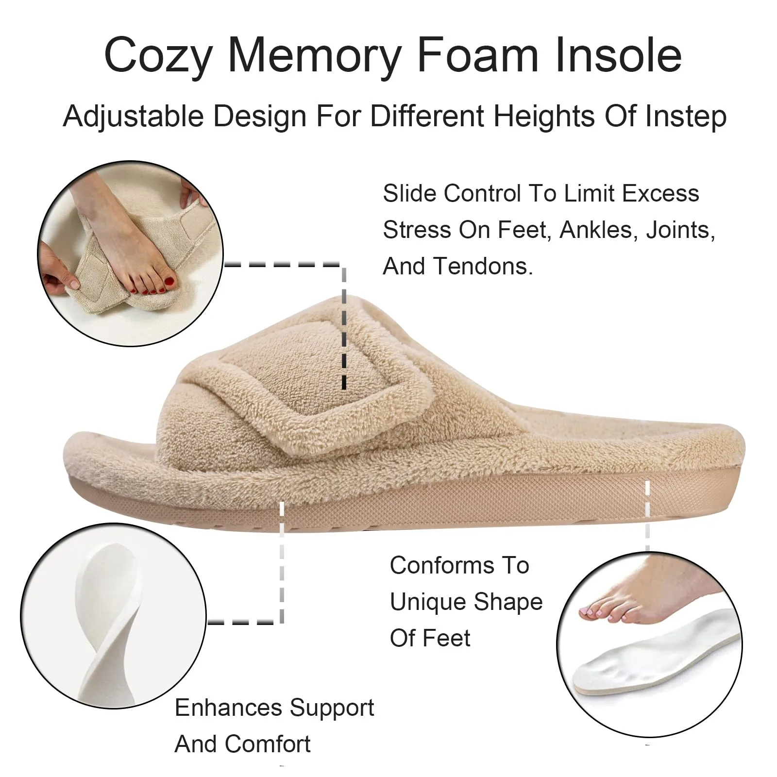 Women's Adjustable Orthotic Arch Support Slippers
