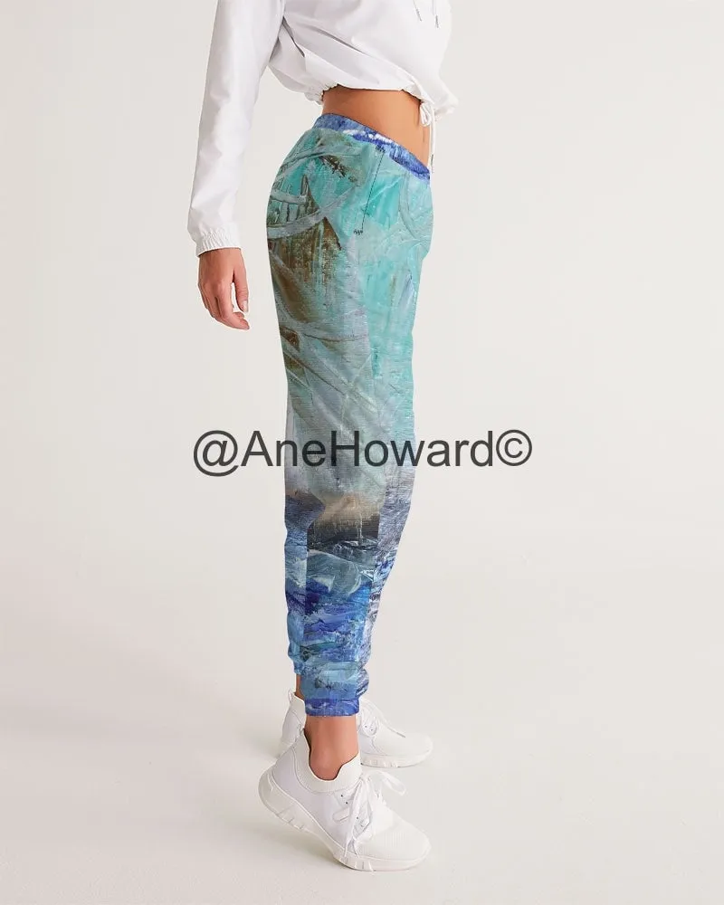 Women's All-Over Print Track Pants Woman Walking at the Beach