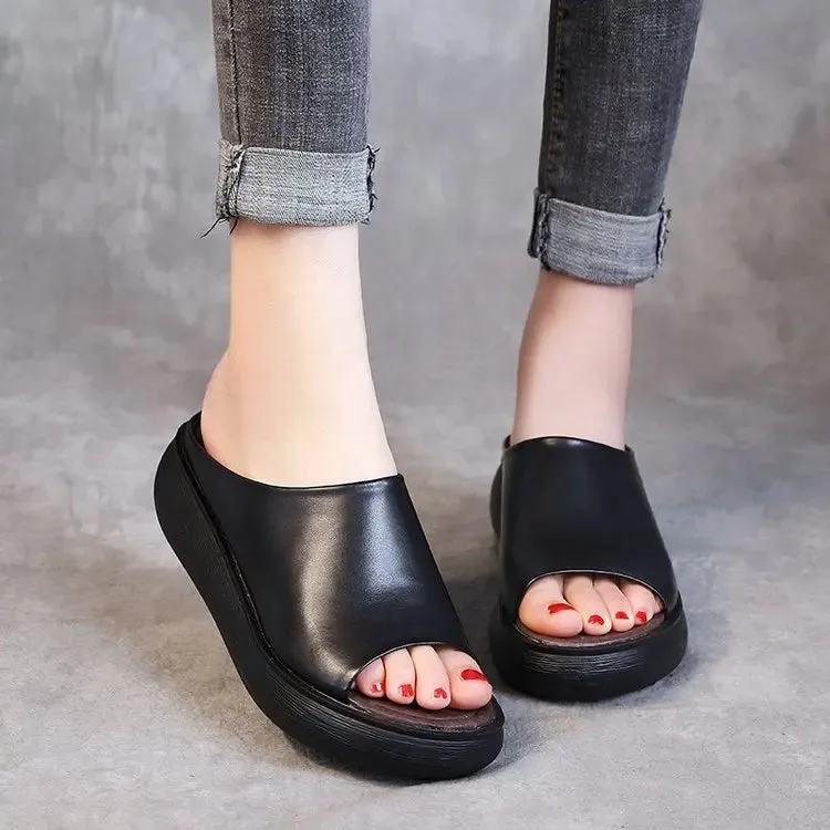 Women's Leather Walking Slippers