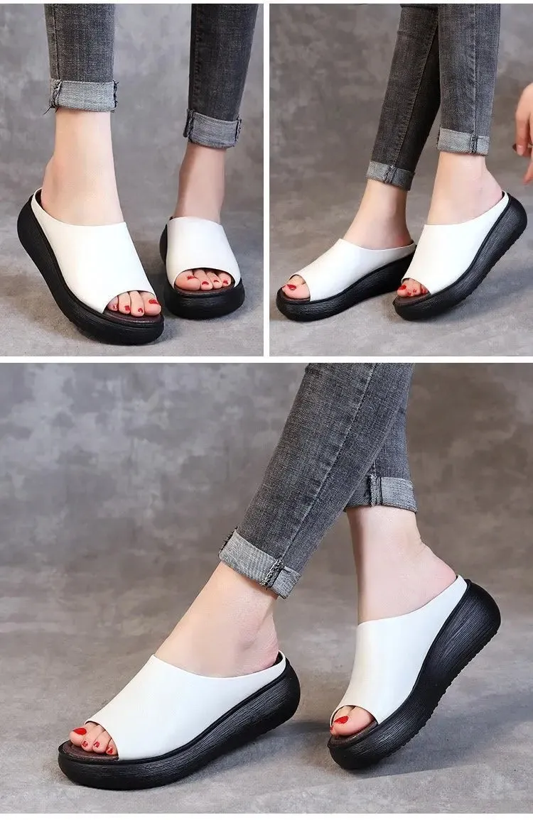 Women's Leather Walking Slippers