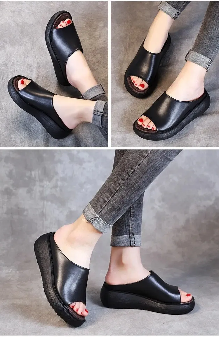 Women's Leather Walking Slippers
