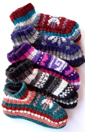 Wool Knit Slippers,  fleece lined