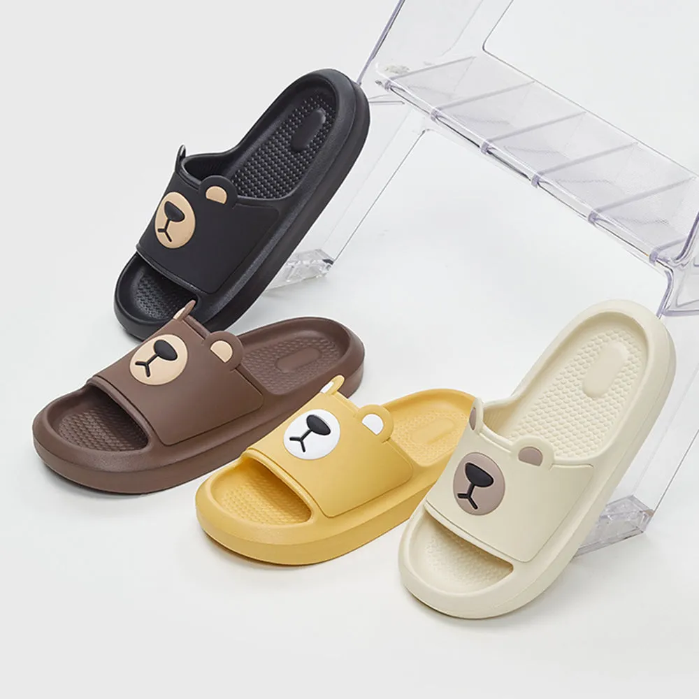 YouDiao Home Slippers with Bear Pattern - Black, Size 40-41